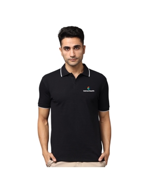 Greys & Blues Pima Polo T-Shirt - Black With White Tipping